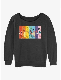 Top 10 👍 Pokemon Rainbow Faces 👧 Girls Slouchy Sweatshirt 😉