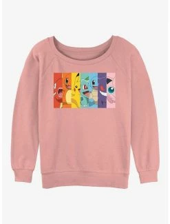 Best deal 🎁 Pokemon Rainbow Faces 👧 Girls Slouchy Sweatshirt 🧨